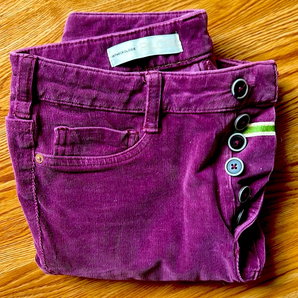 Anthropologie Pilcro Women's High-Rise Skinny Corduroy Jeans Purple Plum 28